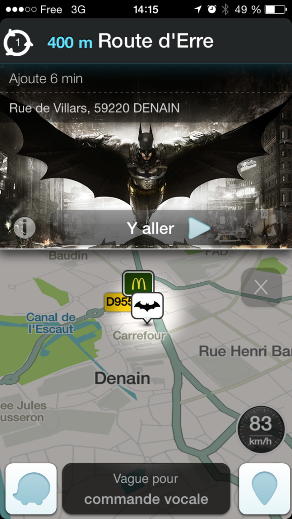 Exemple de pub sur Waze.