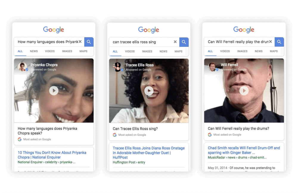 Réponses selfie sur Google.