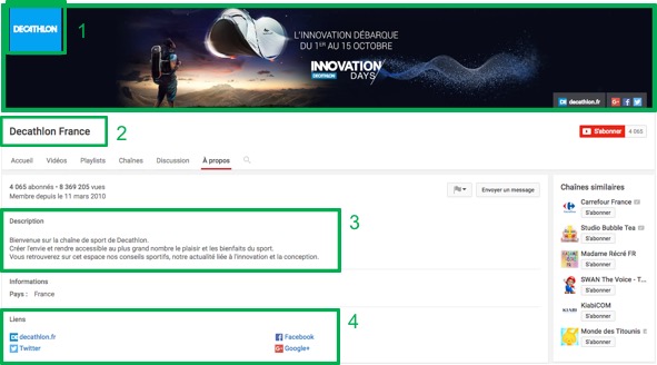 Compléter le profil chaîne YouTube.